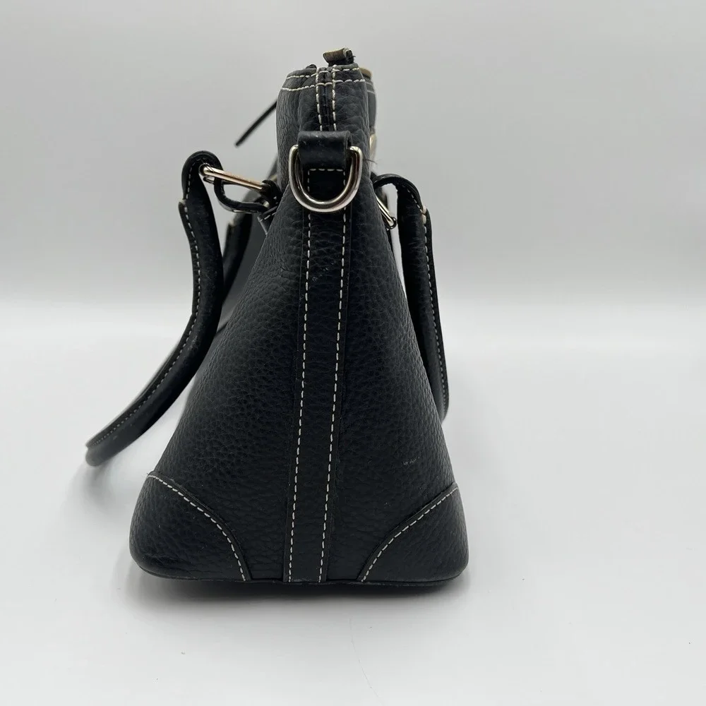 Vintage Dooney & Bourke Black Large Leather Double Handle Zipper Shoulder Bag - Picture 4 of 9